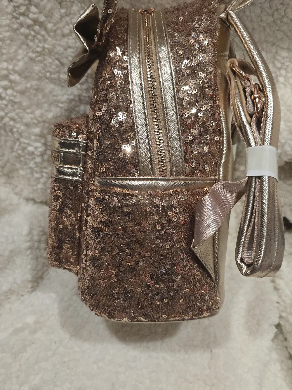 Disney Parks Loungefly Rose Gold Sequin Backpack